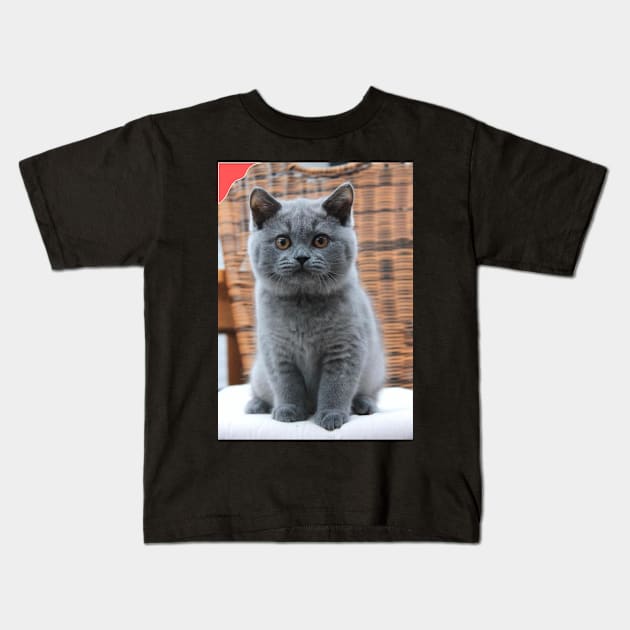 the blue chubby cute cats Kids T-Shirt by kunasin